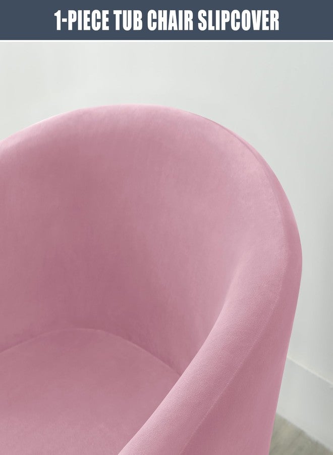 CONRUSER Velvet Club Chair Slipcover, Soft Stretch Tub Chair Cover Washable Thick Armchair Furniture Protector for Living Room (Pink) - Image 4
